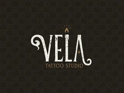 Vela Tattoo Studio adobe illustrator branding candle design edgy feminine gothic graphic design logo mystical pattern roses tattoo studio vector