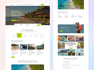 Travel Agency Website bookingwebsite dribbbleshots hero area design landing page ui mauritius tourismui travelwebsite ui ui ux design ui design uiuxdesign webdesign