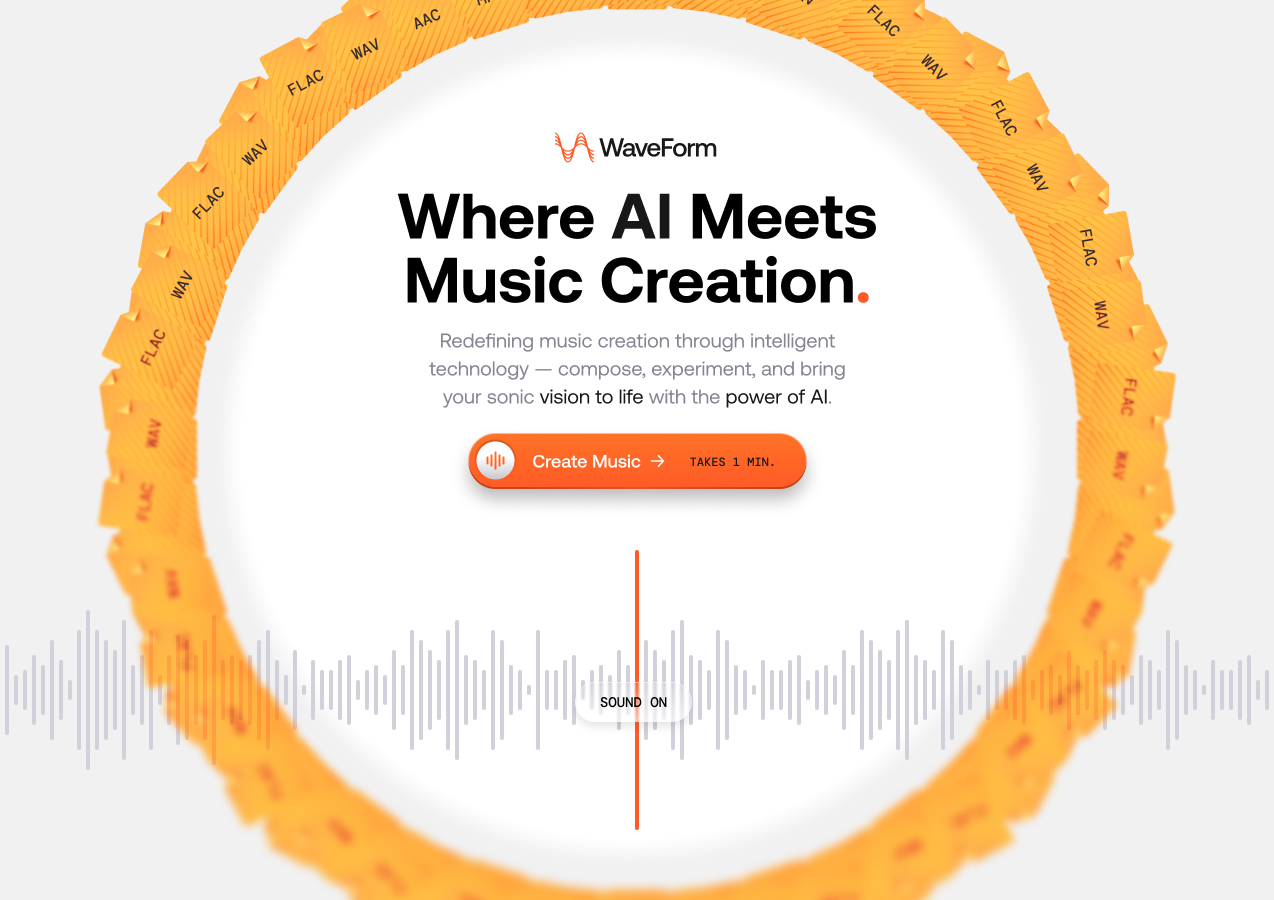 WaveForm AI - hero animation branding typography ui ux web website