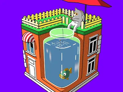 Kitten Fishing 3d animation blender