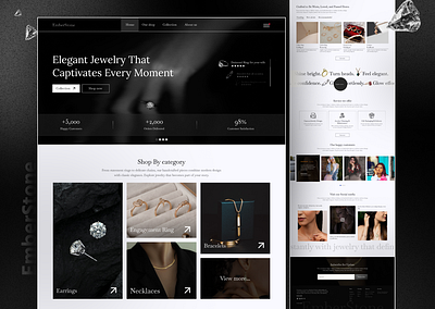 Jewelry Website UI/UX Design jewellery landing page minimal minimalisticdesign modern ui uiux ux webdesign