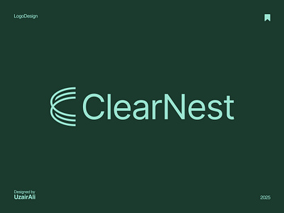 ClearNest logo. brand identity branding c logo cleaning logo graphic design logo minimal modern nest logo
