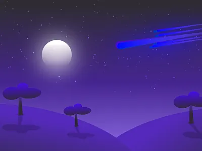 Night View Illustration dawn illustrator moon mountain nature night