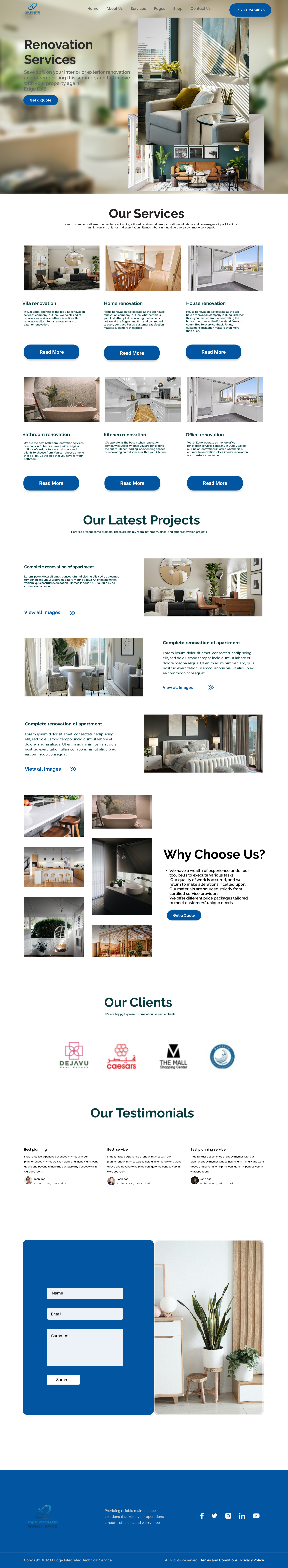 Renovation Service Landing Page ui ux