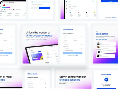 WonderAds.io - Onboarding Screen animation blog ui contact us ui create password ui dashboard ui design forgot password ui landing page login screen logo design macbook marketing tech ui marketing website martech ui mockup onboarding ui saas landing page sign up ui visual identity website design