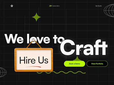 Animated Hero Section – Creative Agency Website 🌐⚡ animatedwebbanner creativeagency creativedesignwebsite darkmode designagency dribbble heroanimation hireus motiongraphics typographydesign uianimation uidesign uiux design websdesign websitedesignunique
