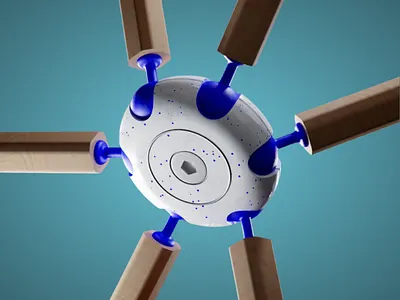 Symmetrical Linkage - 3D Render 3d 3d art 3d art work 3d design 3d fantasy decor 3d mechanism 3d model 3d render abstract art blue connection creative gradient mechanism modern modern art radial surreal symmetrical technology