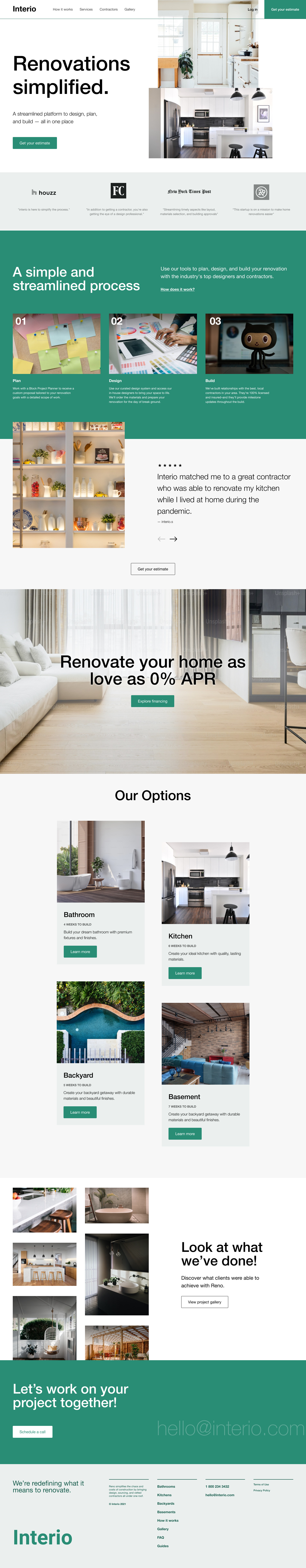 Renovation services Landing page ui ux