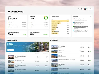 Property tokens dashboard ui web