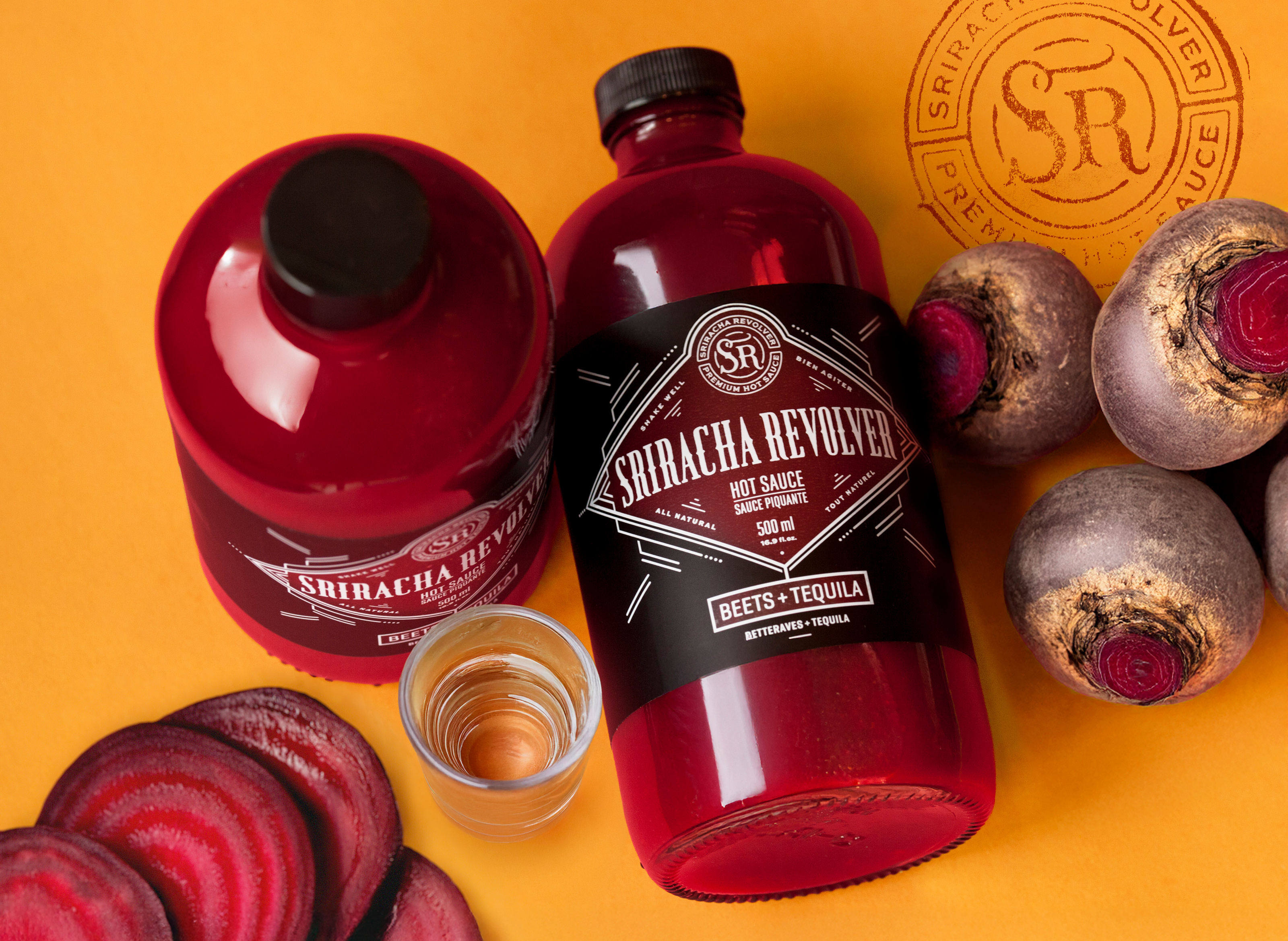 Beets + Tequila branding design graphic design hot sauce label lettering logo packaging typography