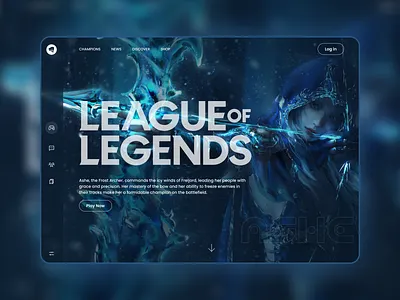 Riot Games Landing Page - UI UX Redesign animation archer blue blur branding design electronic game games glacier landing page league linear modern modern design riot trend ui ux