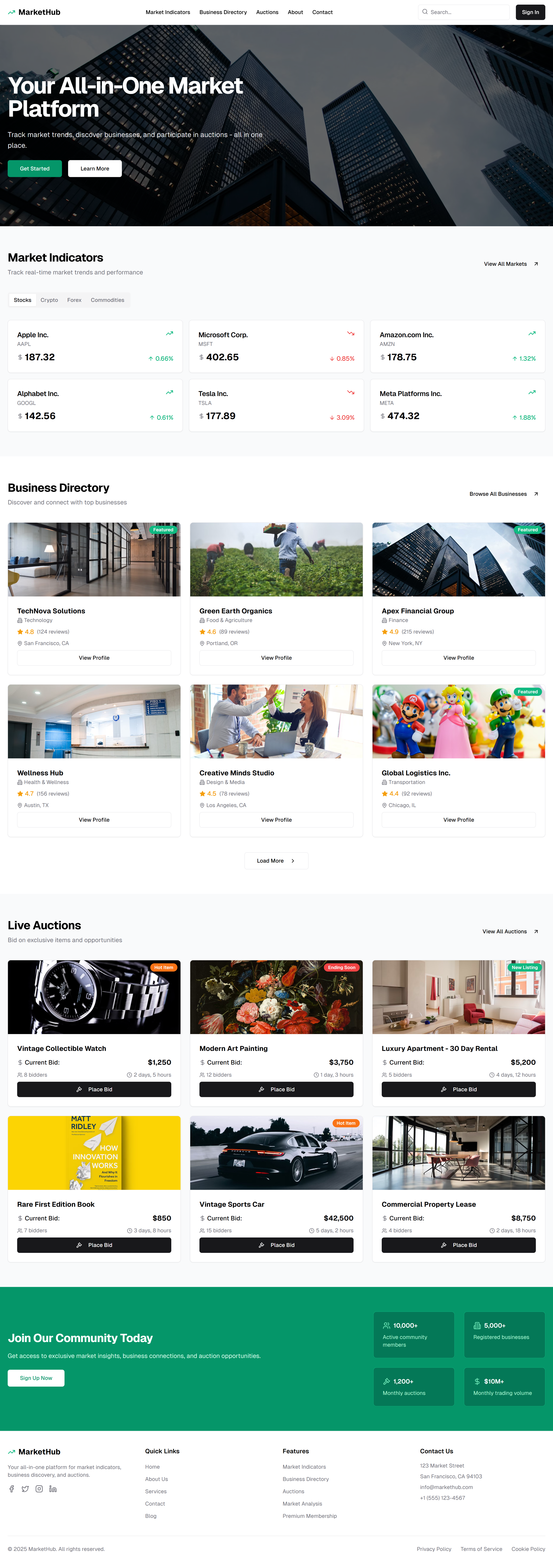 Minimal Business Website Design Concept auction website business website light theme ui ux website