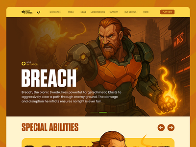 Valorant Character Page Concept – Breach breach characterpage conceptdesign fictionalcharacter gameui gaminginterface riotgames valorant