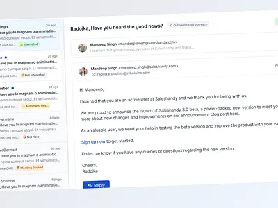 Unified Inbox – Streamlining Email Responses Across Sequences design email email threads inbox ui unified inbox