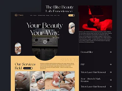 Beauty Website UI Dark Website Design beauty beautywebsite beautywebsitedesign darkwebsite graphic design medispa spa spaweb spawebsite spawebsitedesign website