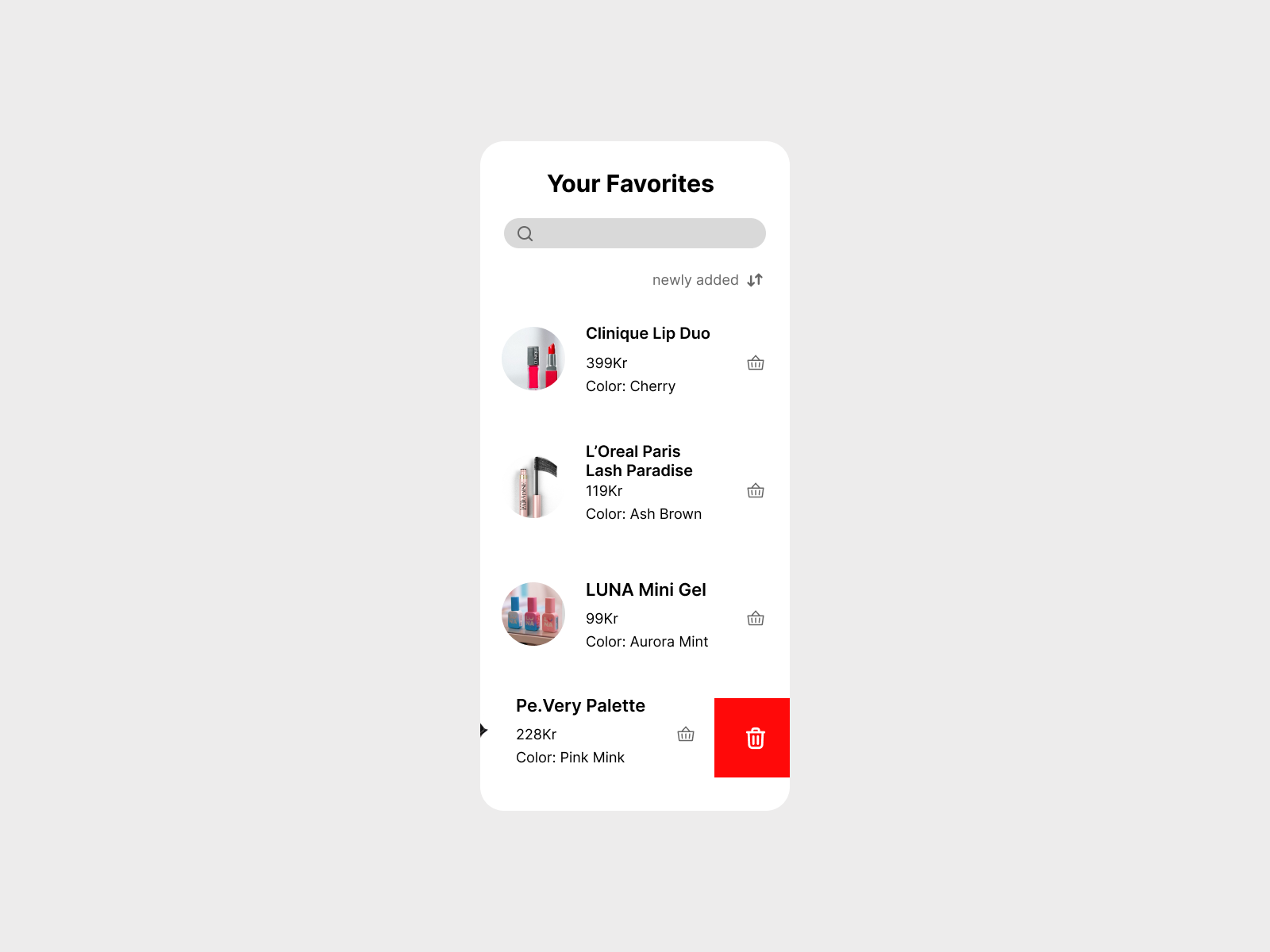Intuitive Mobile Favorites & Wishlist Management app dailyui design ui ux