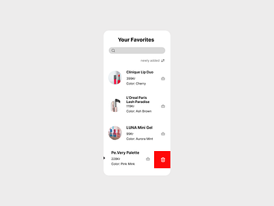 Favorites app dailyui design ui ux