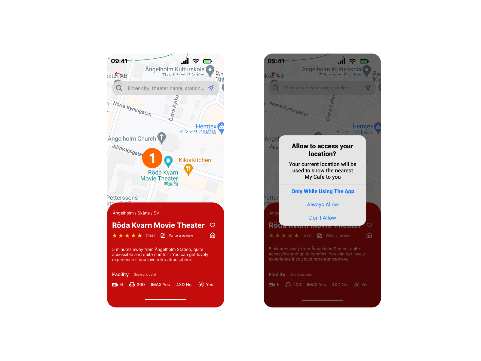 Location-Based Cinema Discovery Interface app dailyui design ui ux