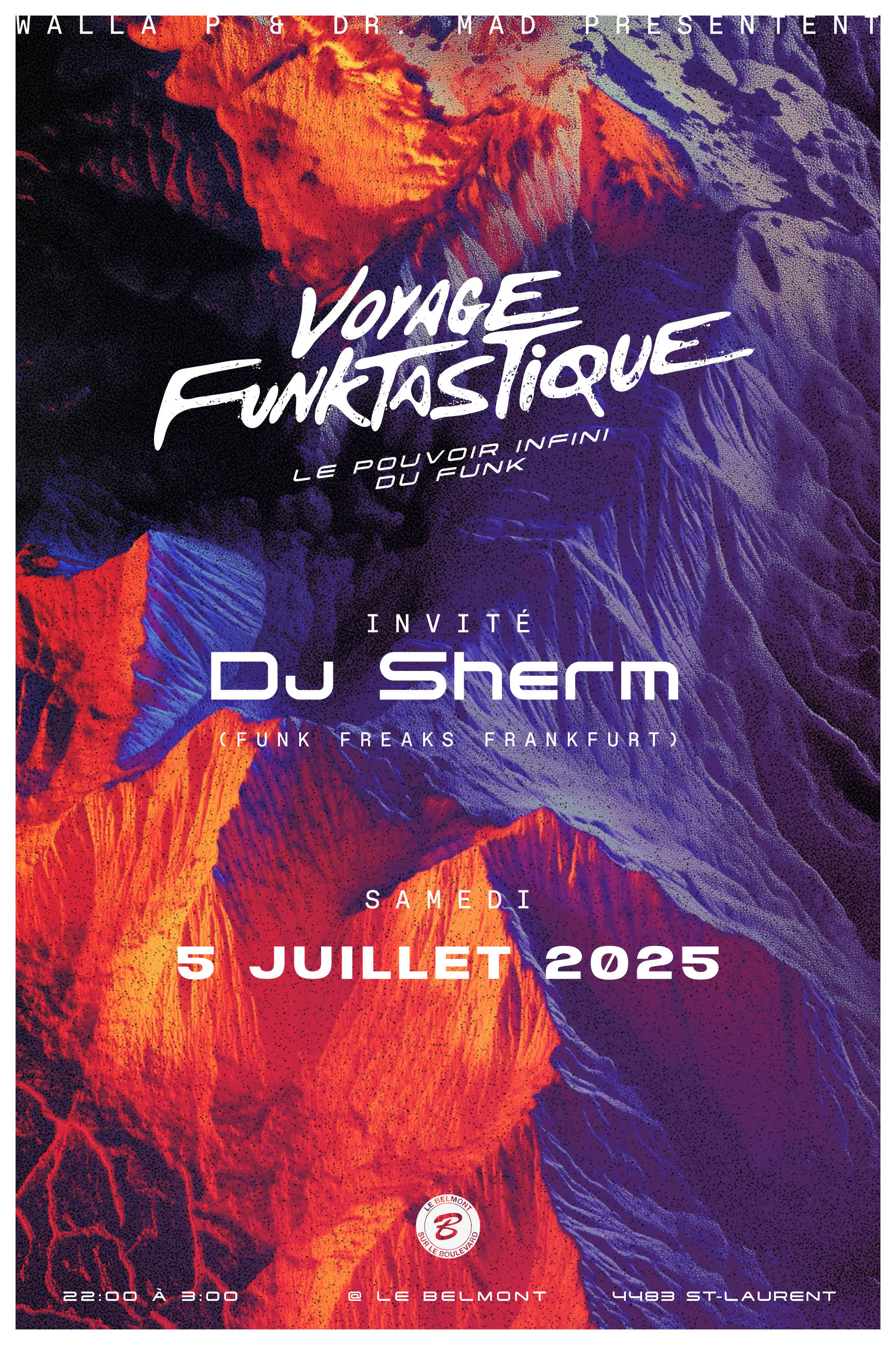 Voyage Funktastique 2025 abstract flyer funky graphic design poster topographic typography