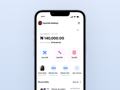 Bill Sharing App [Design Assessment] app branding design logo typography ux