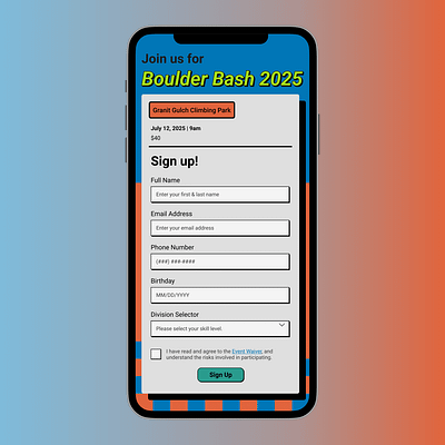 Daily UI 001 | Boulder Bash app dailyui design signup ui