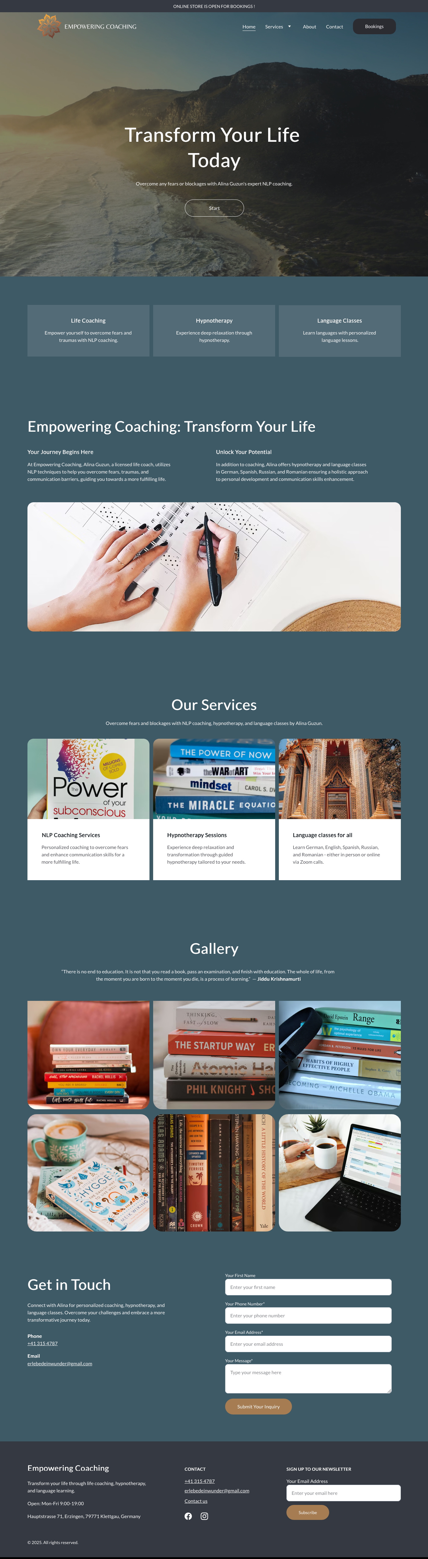 Website for a NLP coaching brand - Empowering Coaching branding ecommerce web development webdesign websites