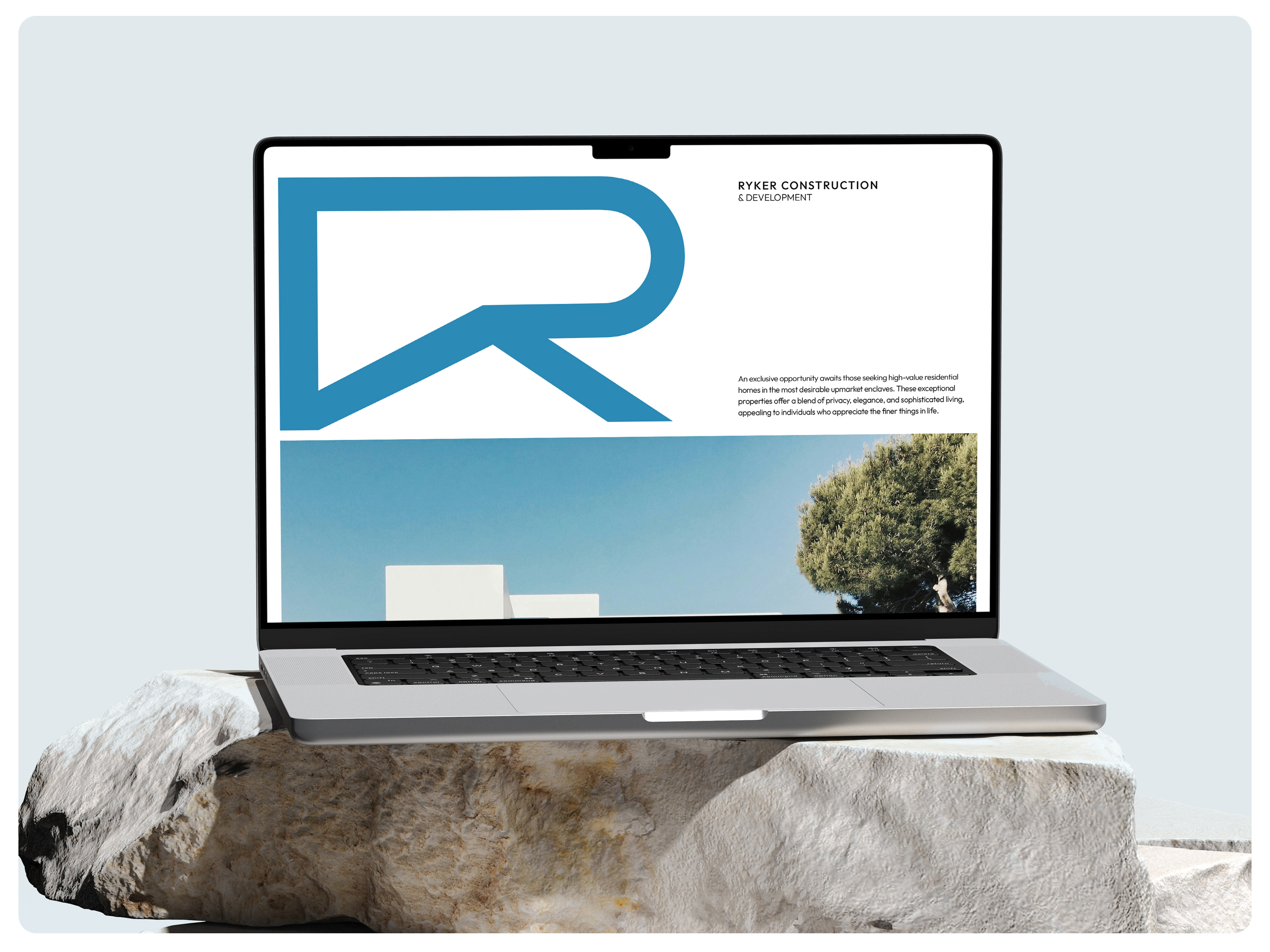 Ryker Construction & Development - Brand Presentation 2 blue branding clean design design art designer graphic design identity identity design illustration laptop letter r logo logodesign logos modern ocean ui ux web
