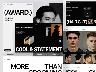 Barbershop Professional Landing Page agency barbershop branding company design elementor framer landing modern online page portfolio professional services shop store ui webflow website wordpress