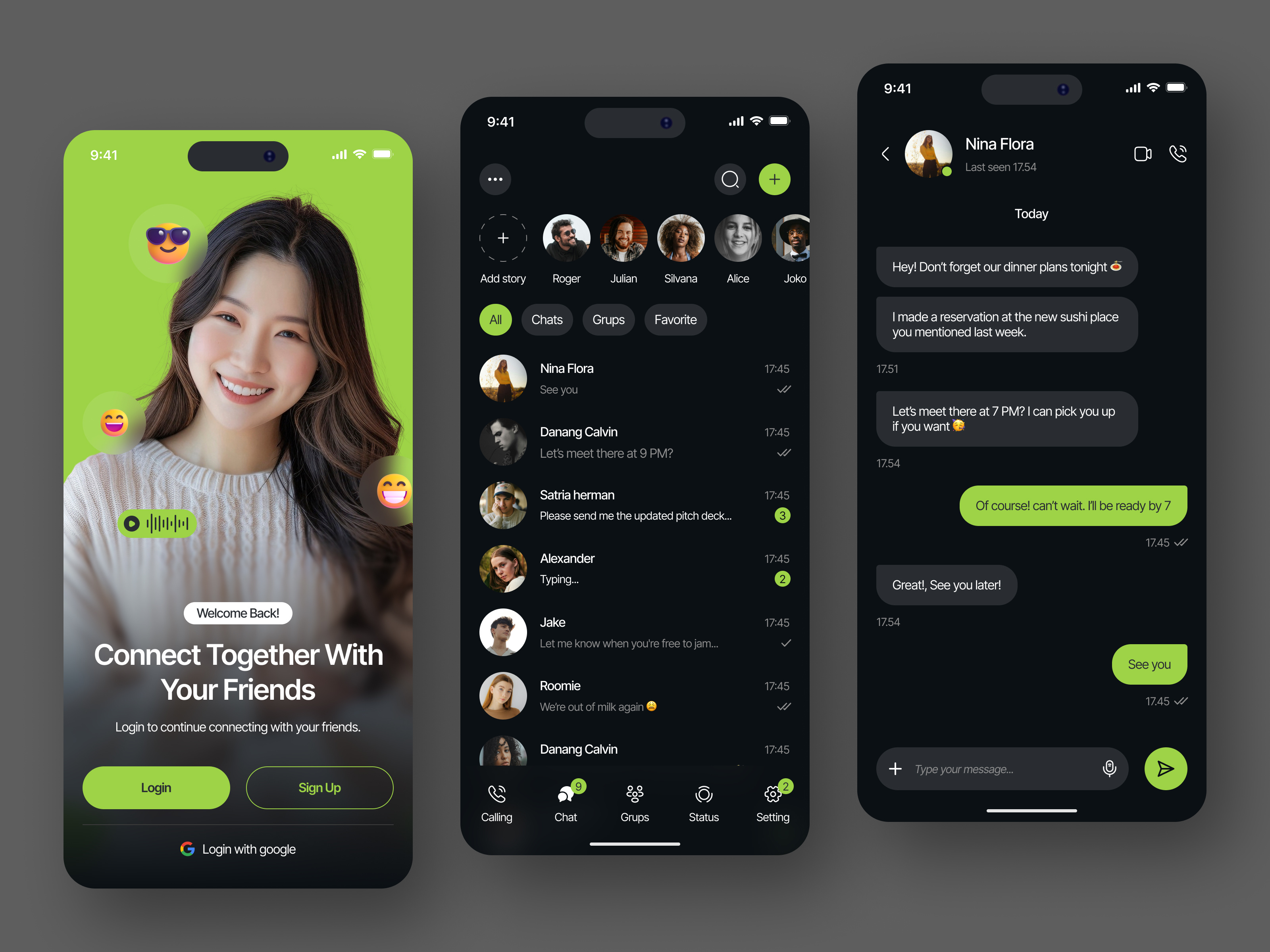 Chat Aplication - UI Mobile app app design application chat chat ai chat app chat bot clean darkmode gradient light mode message app messager minimalist mobile mobile app mobile design talk ui design