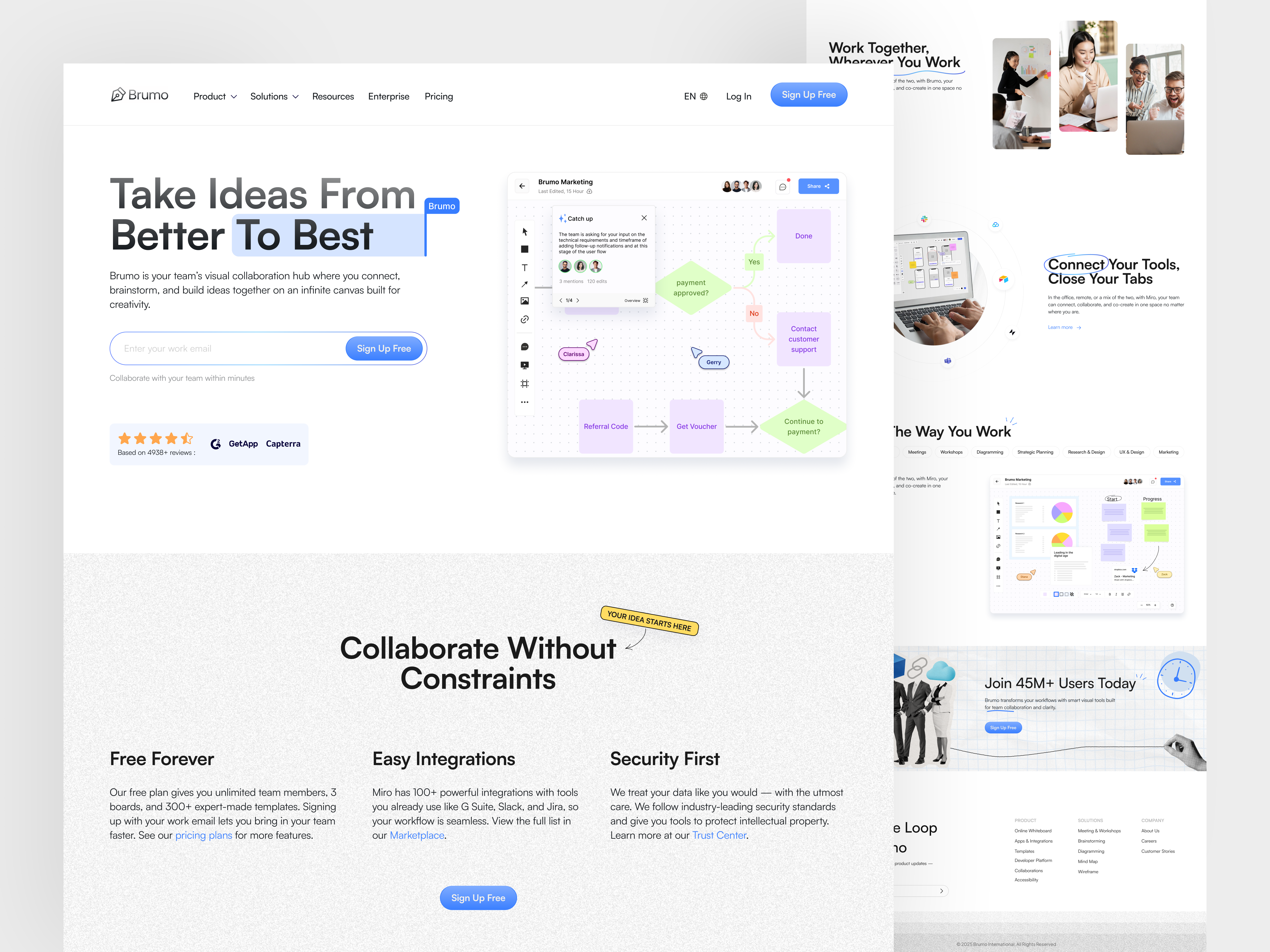 Brumo - Productive Teams Landing Page brumo card clean company footer icon illustration landing page logo minimalist productivity teams saas web design website