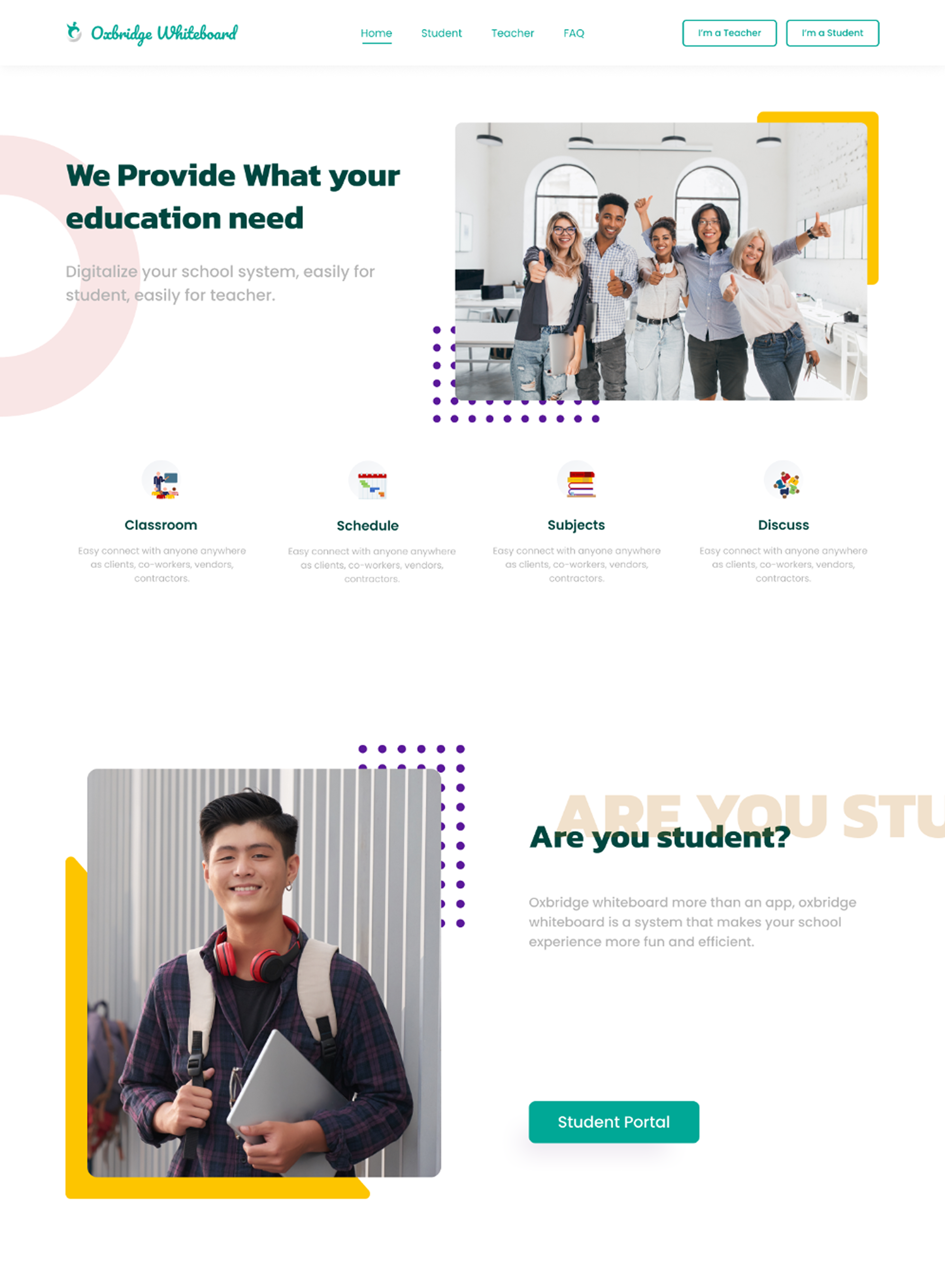 Oxbridge Whiteboard design figma landing page ui web design
