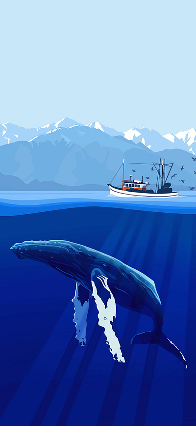 Deep Sea Blue Whale branding graphic design illustrator landscape ui