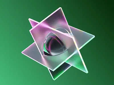 3D Render of Crystal Composition 3d 3d abstract art 3d art 3d crystal 3d design 3d model 3d render 3d rendering 3d visual abstract art combination composition crystal geometry gradient graphic design green modern refractive sphere