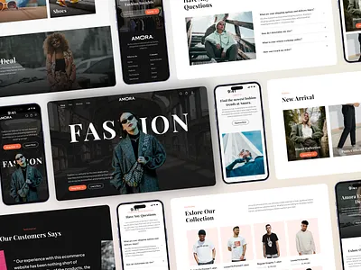 Amora - Fashion Ecommerce Landing Page Kit apparel business clean clothing e commerce fashion landing page minimal mockup mode online online shop responsive shopping ui design ux design web design web template website