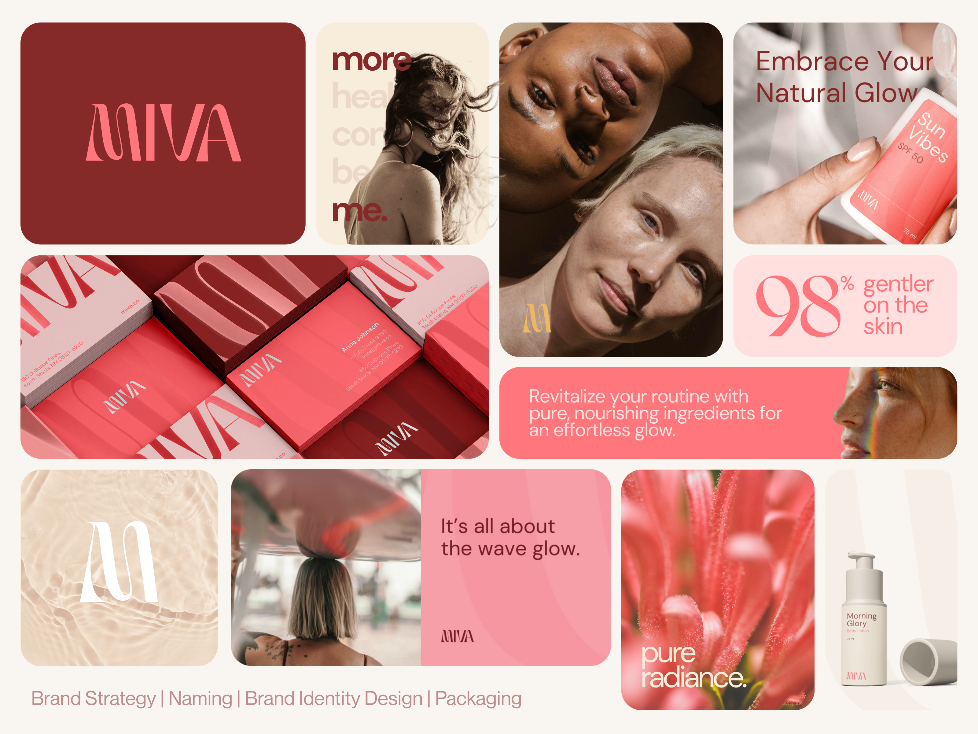 MIVA | Skincare brand identity brand strategy branding design graphic design logo logo design marketing materials packaging