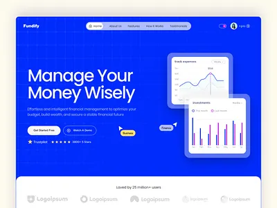 Digital Fintech Modern Landing Page application b2b component digital finance fintech modern money motion graphics product design saas startup ui ux wallet wealth management