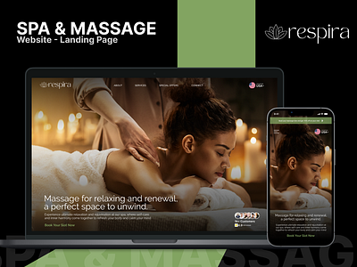 SPA & Massage - Website Landing Page branding concept design girl hot hoy massage mobile app mobileui respira shower spa spa website ui web website