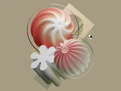 3D COmposition of Swirl and Fragment 3d 3d art 3d composition 3d design 3d rendering 3d sphere 3d visual bloom delicate design elegeant geometric geometric forms modern organic soft colors sphere swirl tactile texture