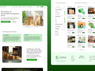 Sustainable Packaging Company E-Commerce Website design e commerce graphics design responsive design ui ux web design