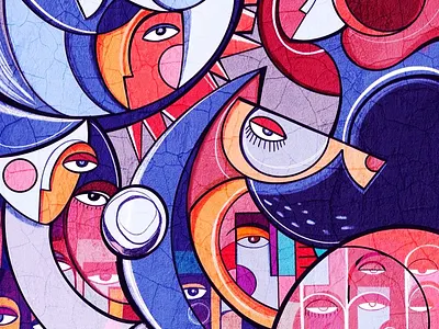 Fragmented Facescape- Illustration art artistic design artwork colorful creative creative art deep meaning digital art eye symbols eyes faces gaze illustration instrospective meaningful art modern multi layered psychological silent gaze vibrant colors