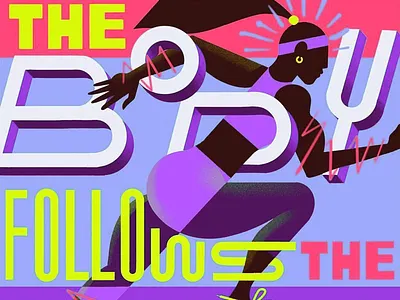 Rhythmic Runner Illustration art art design art illustration artwork colorful creative digital art dynamic dynamic design illustration modern purple runner running rythme typographic design typography vibrant colors vibrant design woman runner