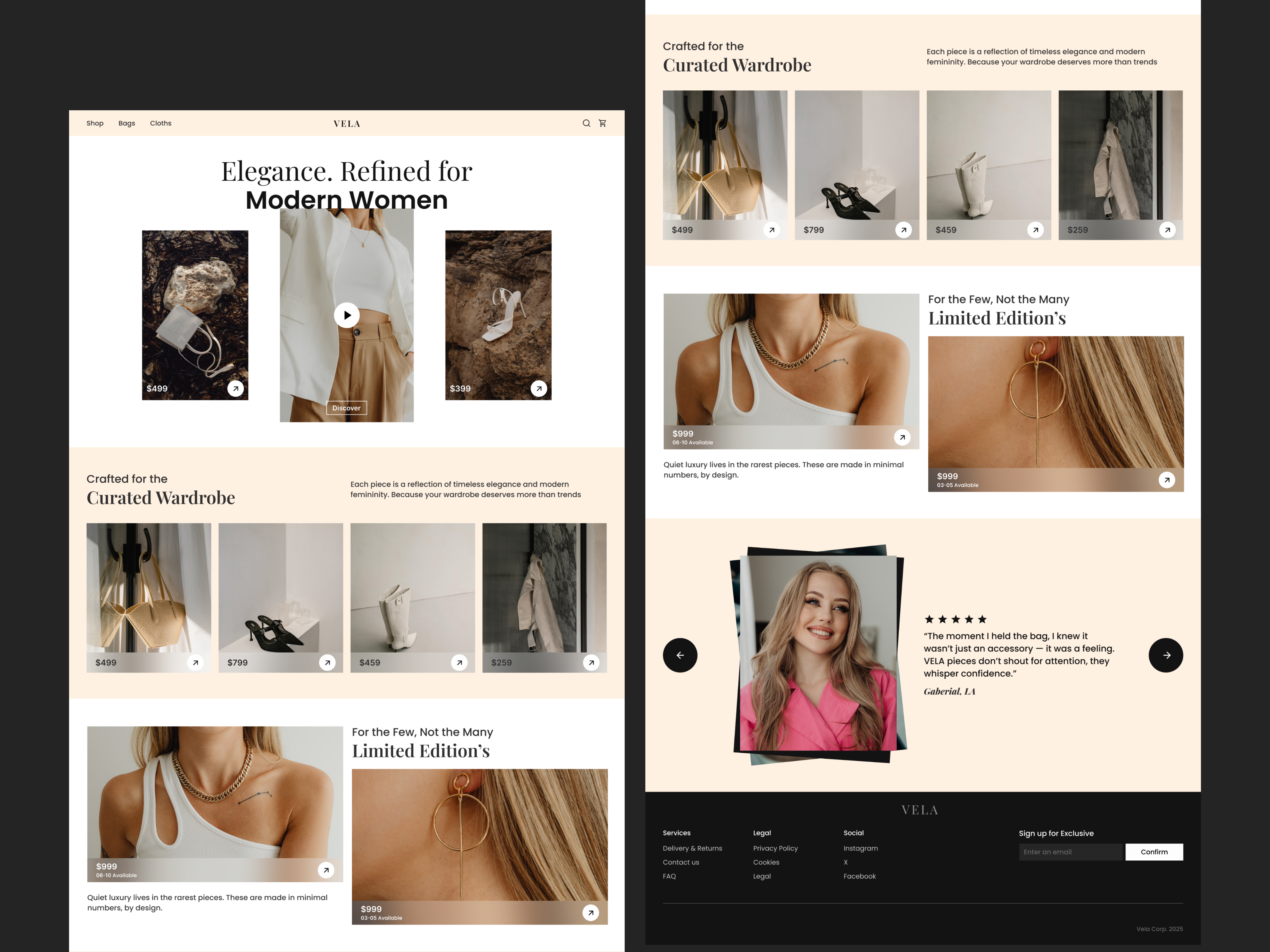 VELA – A Quiet Luxury E-commerce Experience ecommerce ecommerce website ui ui design ux design website design