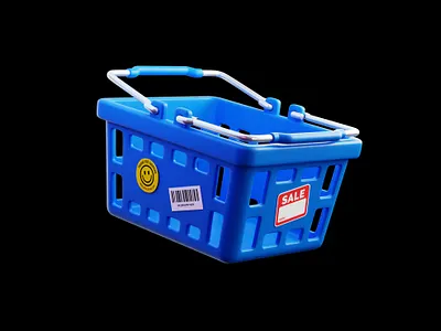 Shopping Basket 3D Illustration handle