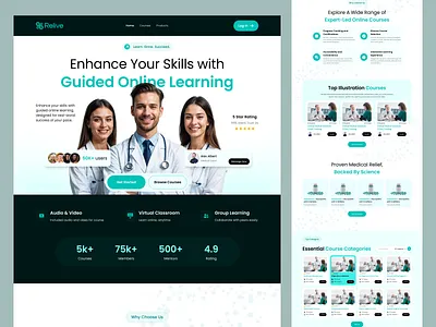 Relive Medical Website clean design doctors health care website hospital website landing page medical course medical ecommerce medical website medicine online medical professional website ui website design