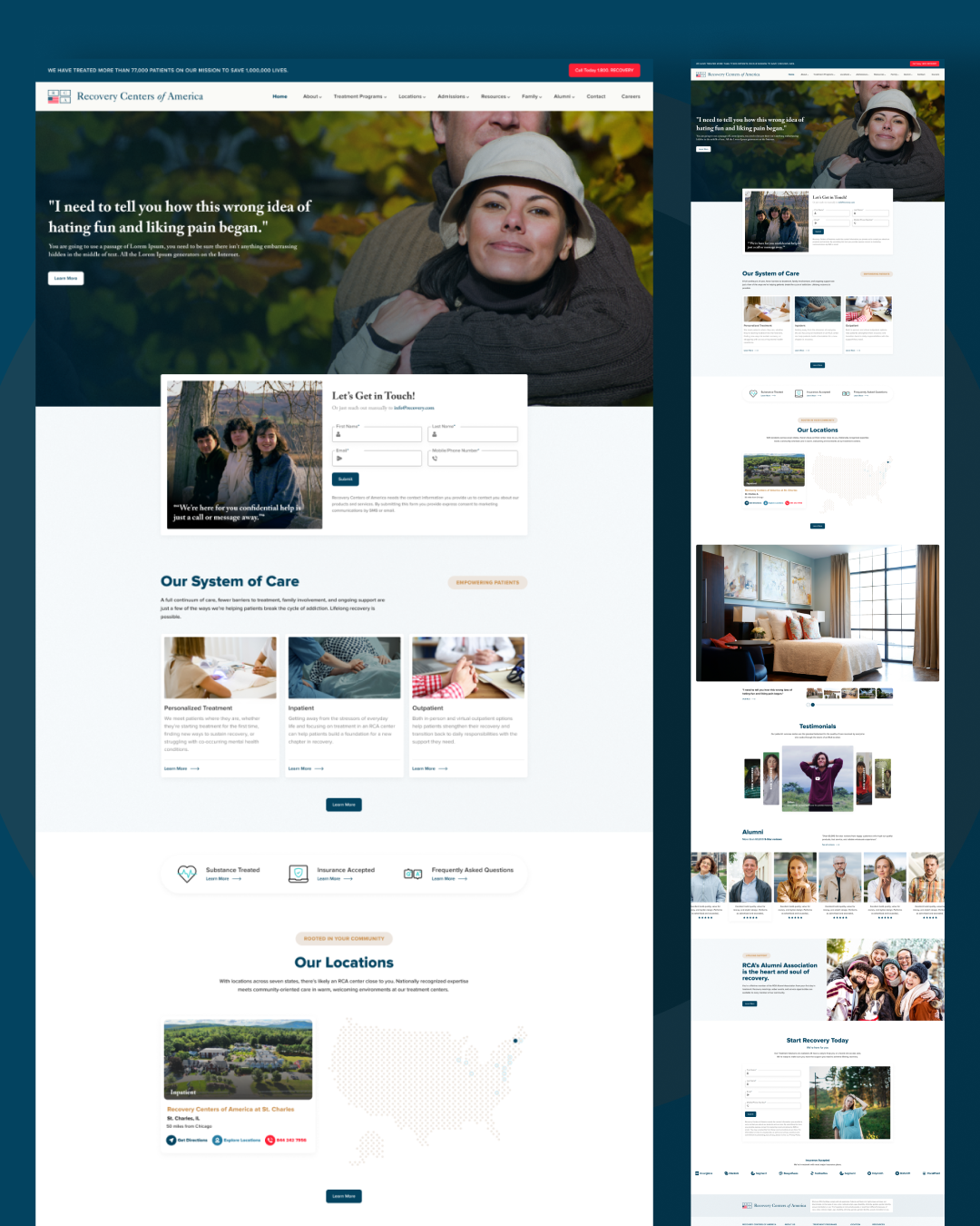 Recovery Centers of America - Website america animation recovery recovery centers ui uiux website
