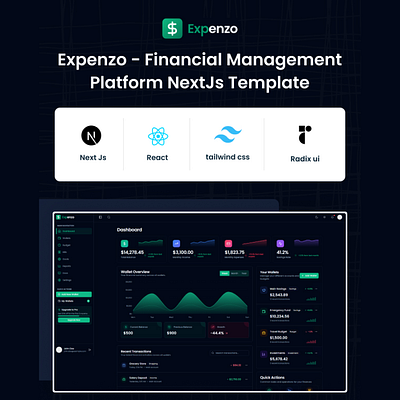 Expenzo - Financial Management Platform NextJs Admin Template branding creative design illustration logo product design template ui uiux website