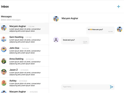 Modern Chat Screen UI | Web App chatui cleanui dashboardui figma messagingui minimaldesign modernui realtimechat responsiveui ui uidesign uxdesign webappui webdesign