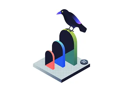 Metaphorical Illustration for Leela The Queen app app app design app illustration branding crow design door editorial illustration game design game illustration illustration illustrator isometric illustration isometry minimal product illustration psychology ui vector