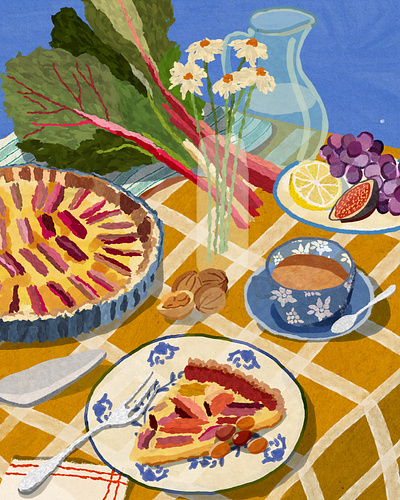 Rhubarb pie drawing editorial foodillustration ill illustration naive photoshop