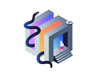 Metaphorical Illustration for Leela The Queen app app branding character editorial illustration game game design illustration illustrator isometric illustration isometry labyrynth leela leela app minimal princess product snake ui vector